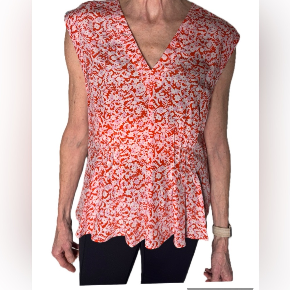 Rebecca Taylor 100% Silk Pleated Peplum Top